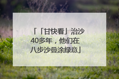 「甘快看」治沙40多年，他们在八步沙叠涂绿意