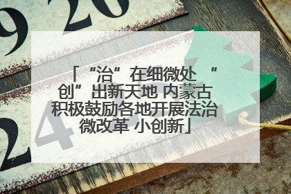 “治”在细微处 “创”出新天地 内蒙古积极鼓励各地开展法治微改革 小创新