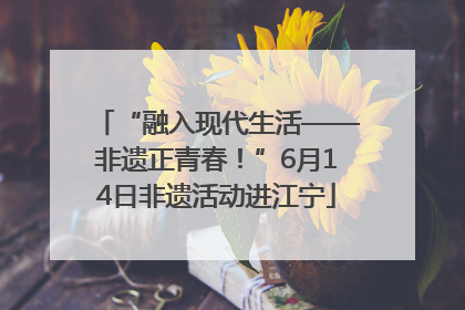 “融入现代生活——非遗正青春！”6月14日非遗活动进江宁