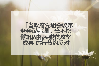 省政府党组会议常务会议强调：毫不松懈巩固拓展脱贫攻坚成果 厉行节约反对浪费弘扬优良作风