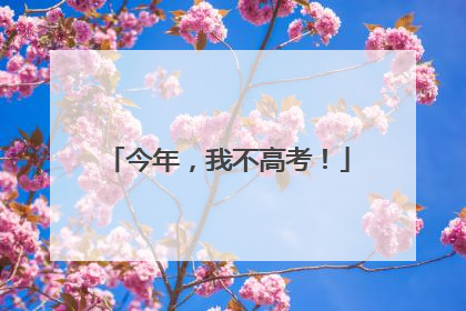 今年，我不高考！