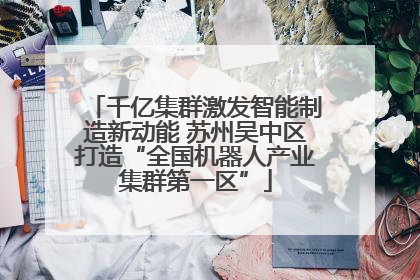 千亿集群激发智能制造新动能 苏州吴中区打造“全国机器人产业集群第一区”