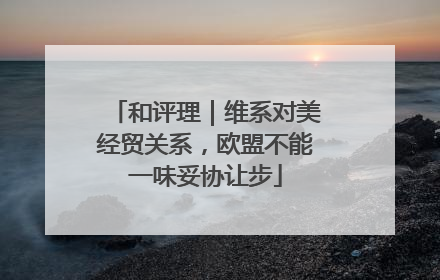 和评理｜维系对美经贸关系，欧盟不能一味妥协让步