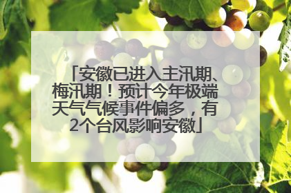 安徽已进入主汛期、梅汛期！预计今年极端天气气候事件偏多，有2个台风影响安徽