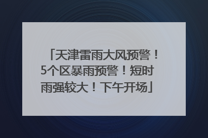 天津雷雨大风预警！5个区暴雨预警！短时雨强较大！下午开场