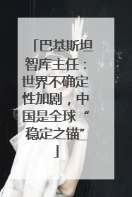 巴基斯坦智库主任：世界不确定性加剧，中国是全球“稳定之锚”