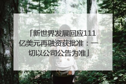 新世界发展回应111亿美元再融资获批准：一切以公司公告为准