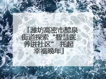 潍坊高密市醴泉街道探索“智慧医养进社区” 托起幸福晚年