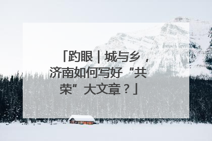 趵眼｜城与乡，济南如何写好“共荣”大文章？