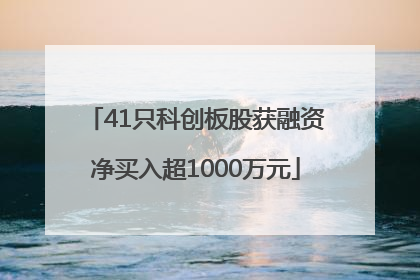41只科创板股获融资净买入超1000万元
